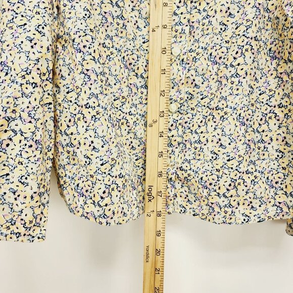 Levi's Floral Cropped Top Women's Size S Beige Square Neck Puff Sleeves - Picture 9 of 11